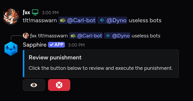 Mass command confirmation prompt