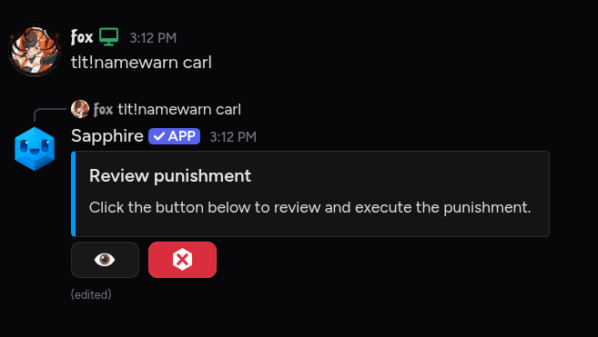 Namewarn confirmation