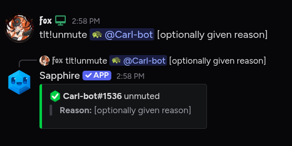 Unmute command result