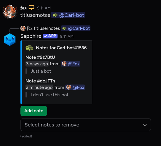 Usernotes result after modal