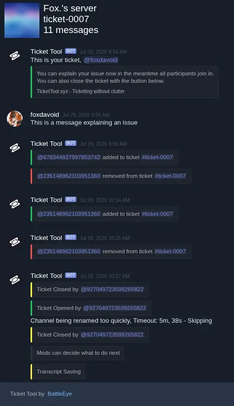 Web transcript